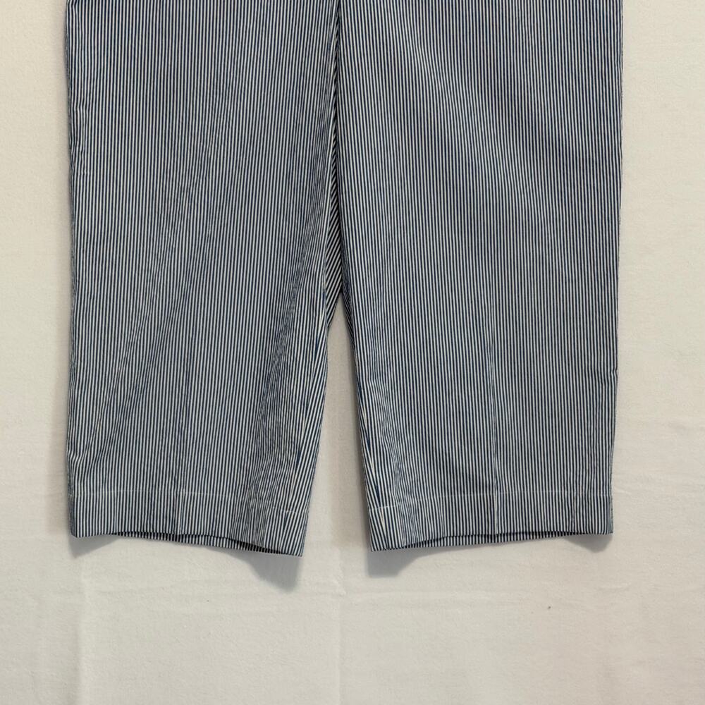 Akris Punto Cropped Seersucker Stretch Pants Blue White Striped Womens PLUS 18 - Picture 3 of 10